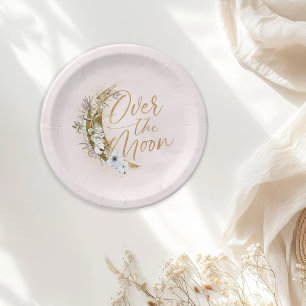 Over the Moon Boho Gold Dust & Clouds Paper Plates