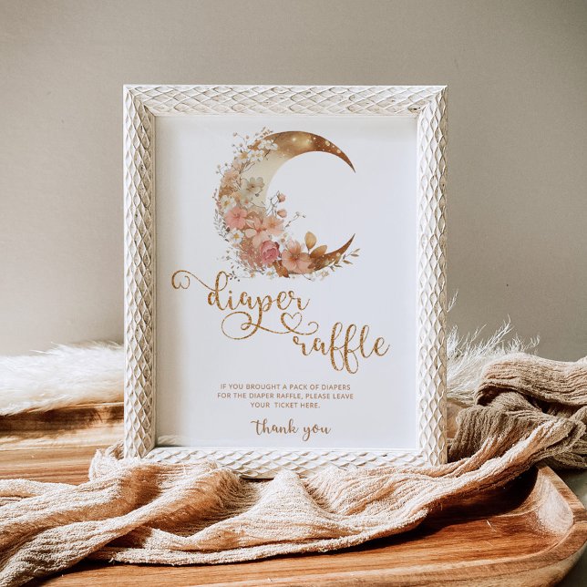 Over the moon boho gold flora diaper raffle Poster (Creator Uploaded)