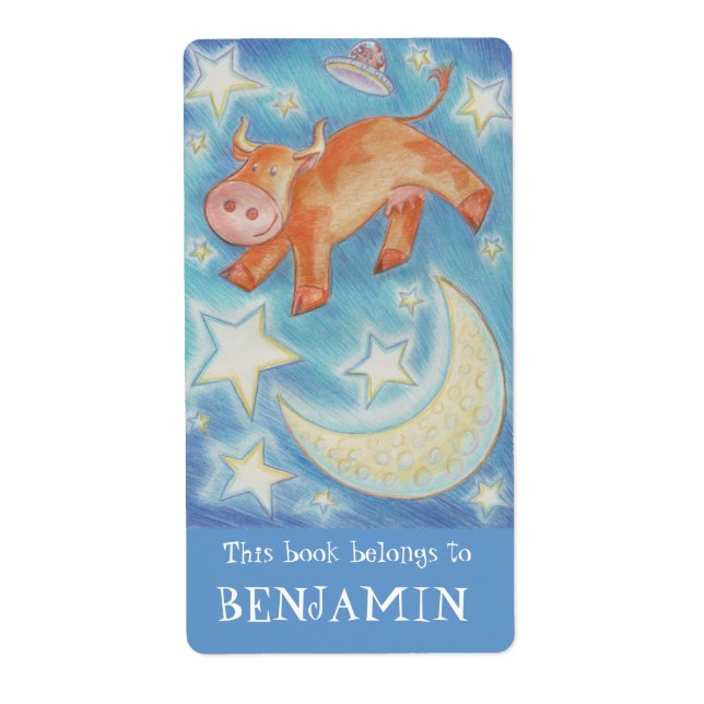 Over the Moon bookplate label (Front)