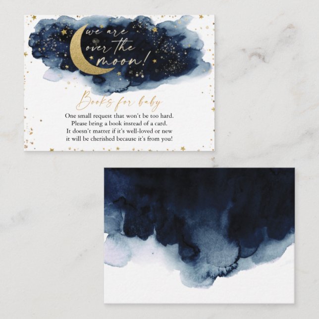 Over the Moon Books for Baby Shower Enclosure Card (Front/Back)
