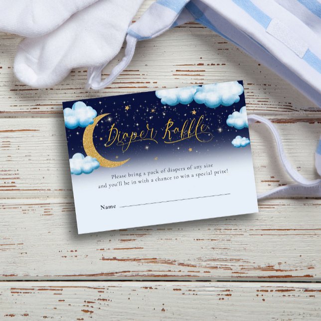 Over the Moon Boy Baby Shower Diaper Raffle Enclosure Card (Creator Uploaded)