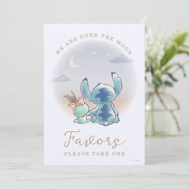 Over the Moon - Boy Baby Shower Favours Invitation (Standing Front)
