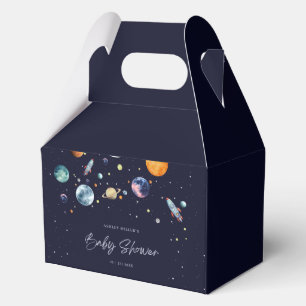 Over The Moon Boy Baby Shower Invite, Space Galaxy Favor Box