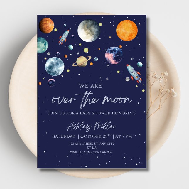 Over The Moon Boy Baby Shower Outer Space Galaxy (Creator Uploaded)