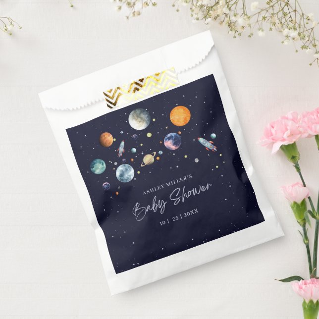 Over The Moon Boy Baby Shower Party Space Galaxy Favour Bag (Sealed)