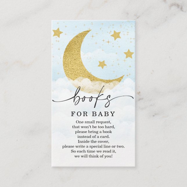 Over The Moon Boy Book Request Baby Shower Card (Front)