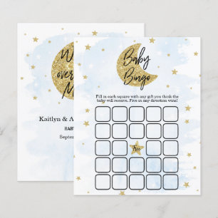 Over The Moon   Boys Baby Shower Bingo