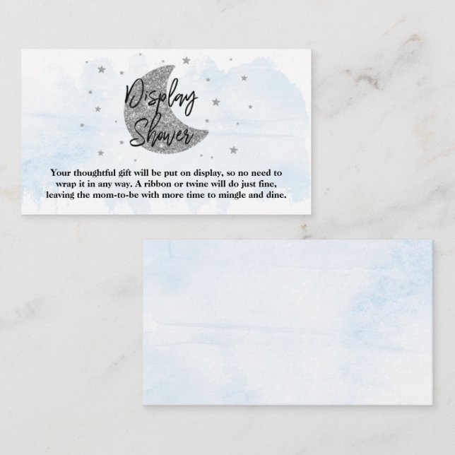 Over The Moon | Boys Baby Shower Display Shower Enclosure Card (Front/Back)