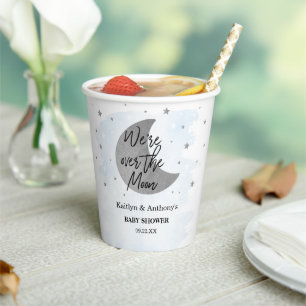 Over The Moon   Boys Baby Shower Paper Cups