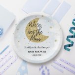 Over The Moon | Boys Baby Shower Paper Plate<br><div class="desc">Celebrate in style with these trendy baby shower paper plates. The design is easy to personalize with your own wording and your family and friends will be thrilled when they see these fabulous party plates.</div>