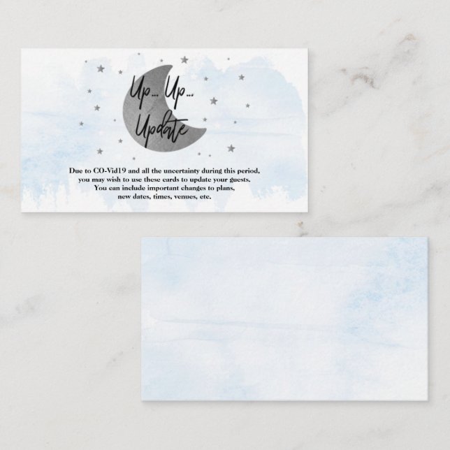 Over The Moon | Boys Baby Shower Update Cards (Front/Back)