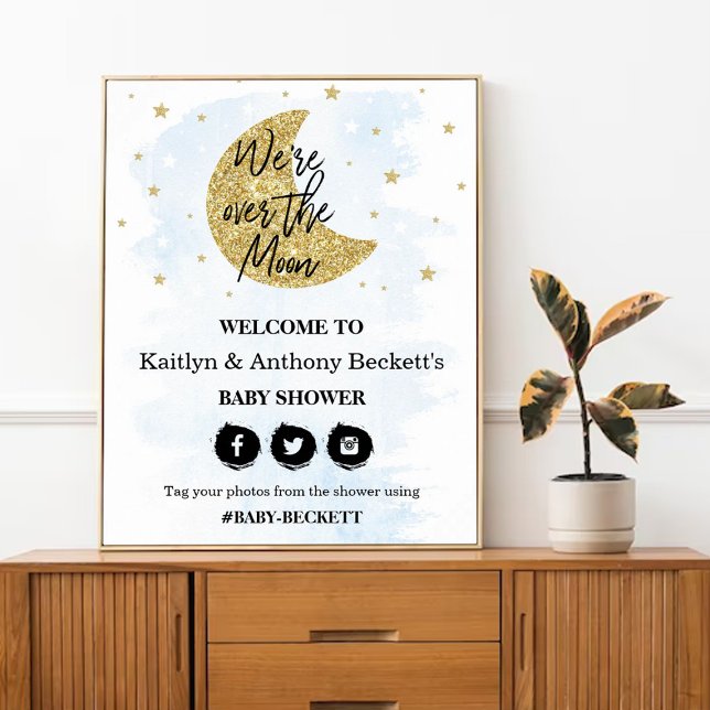 Over The Moon | Boys Baby Shower Welcome Sign (Creator Uploaded)