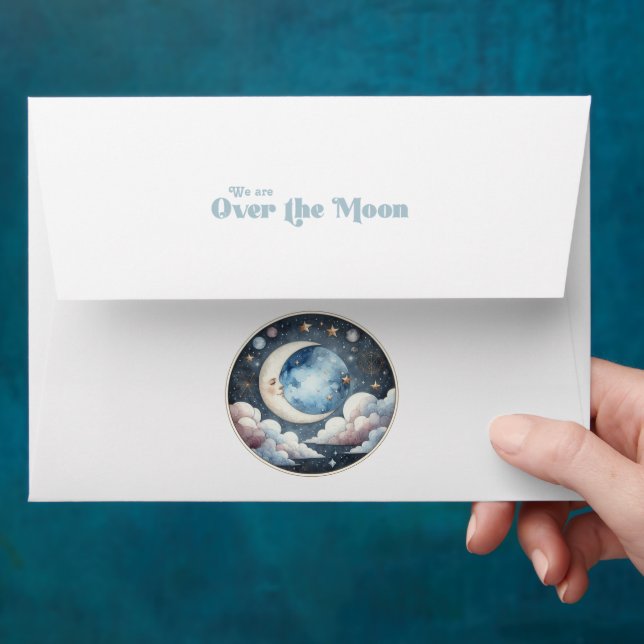 Over the Moon Celestial Baby Shower Envelope (Hand)