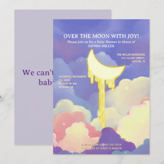 Over The Moon Celestial Dreamy Moon Baby Shower In Invitation