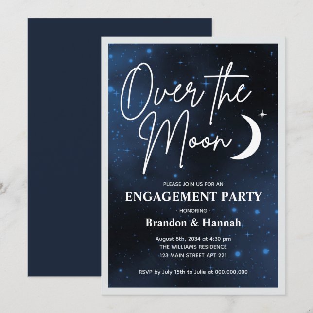 Over The Moon Engagement Party Invitation (Front/Back)