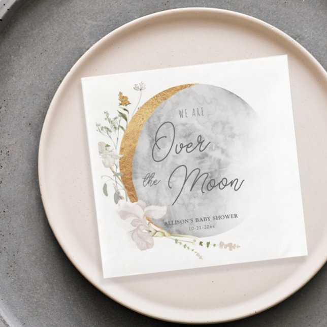 Over the Moon floral boho gender neutral Napkin (Creator Uploaded)