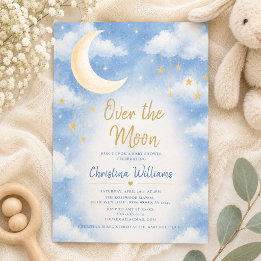 Over the Moon for Baby Shower Invitation