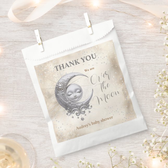 Over The Moon Gender Neutral Baby Shower Favour Ba Favour Bag (Clipped)