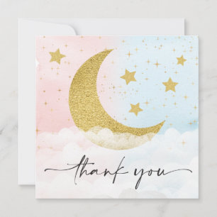 Over The Moon Gender Reveal Square Thank You