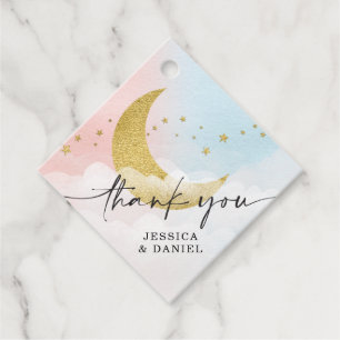 Over The Moon Gender Reveal Thank You Favour Tags