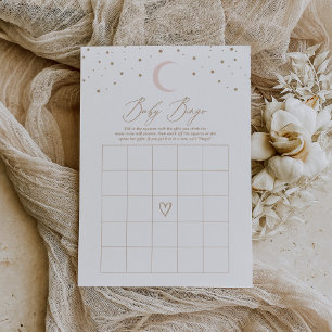 Over the Moon Girl Baby Shower Bingo Game Invitation