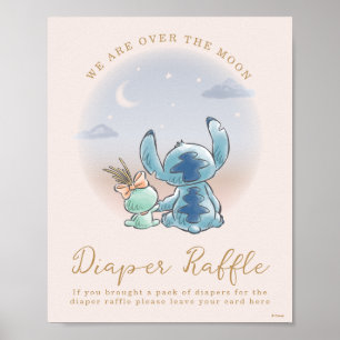 Over the Moon - Girl Baby Shower Diaper Raffle Poster