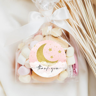 Over The Moon Girl Baby Shower Favour Sticker
