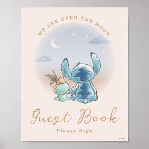 Over the Moon - Girl Baby Shower Guest Book