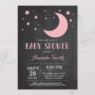 Over the Moon Girl Baby Shower Invitation Pink