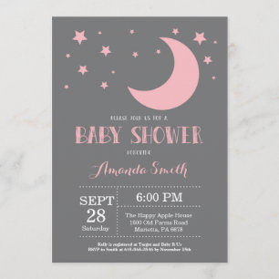 Over the Moon Girl Baby Shower Invitation Pink