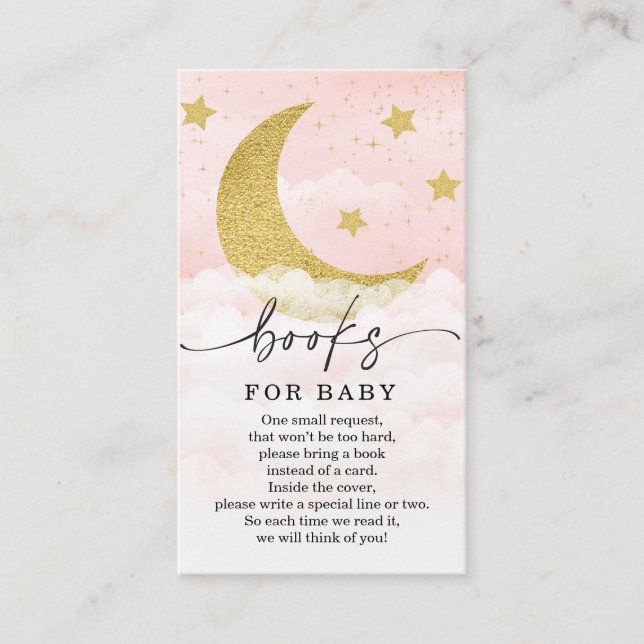 Over The Moon Girl Book Request Baby Shower Card (Front)