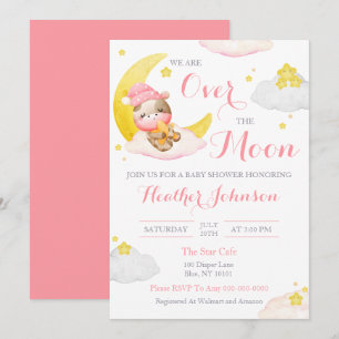Over The Moon Girl Cow Baby Shower Invitation