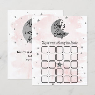 Over The Moon   Girls Baby Shower Bingo