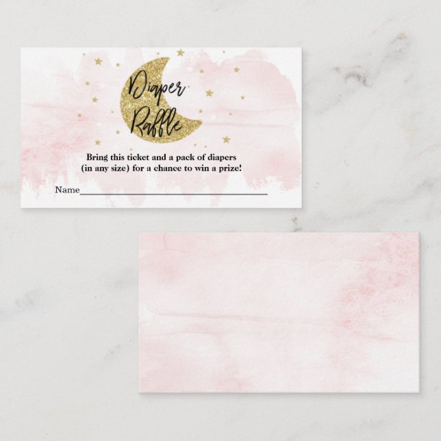 Over The Moon | Girls Baby Shower Diaper Raffle Enclosure Card (Front/Back)