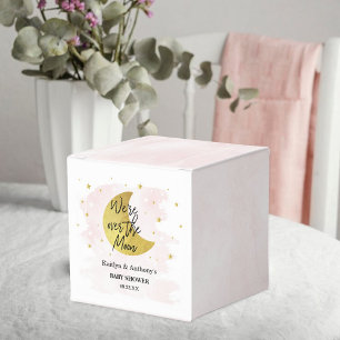 Over The Moon   Girls Baby Shower Favor Box