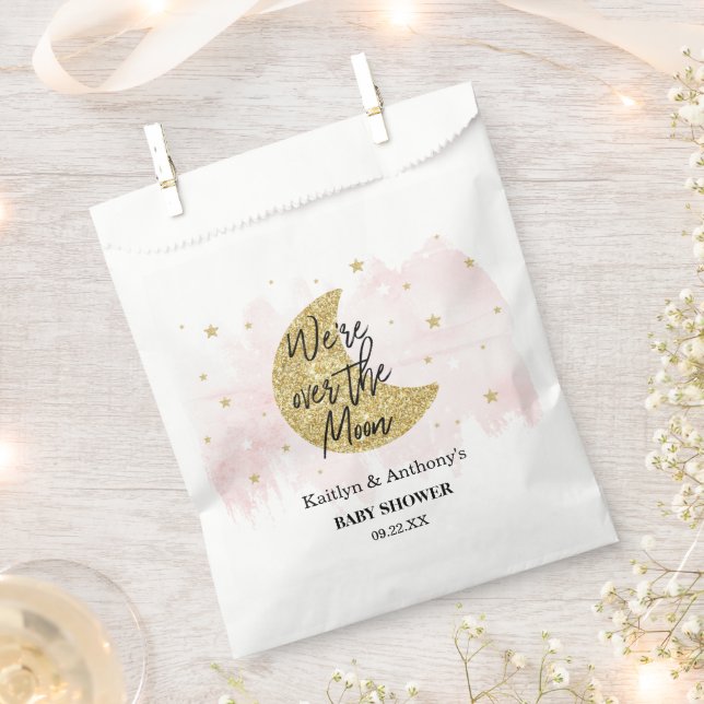 Over The Moon | Girls Baby Shower Favour Bag (Clipped)