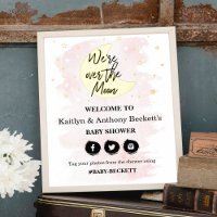 Over The Moon | Girls Baby Shower Welcome Sign