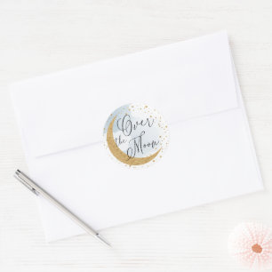 Over the Moon, Gold Glitter Blue Envelope Seal