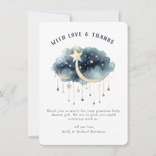 Over the Moon Gold Stars Baby Shower Invitation
