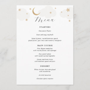 Over the Moon Grey and Gold Menu