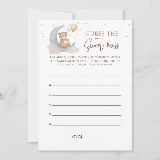 Over the Moon Guess the Sweet Mess Game Card (Front)