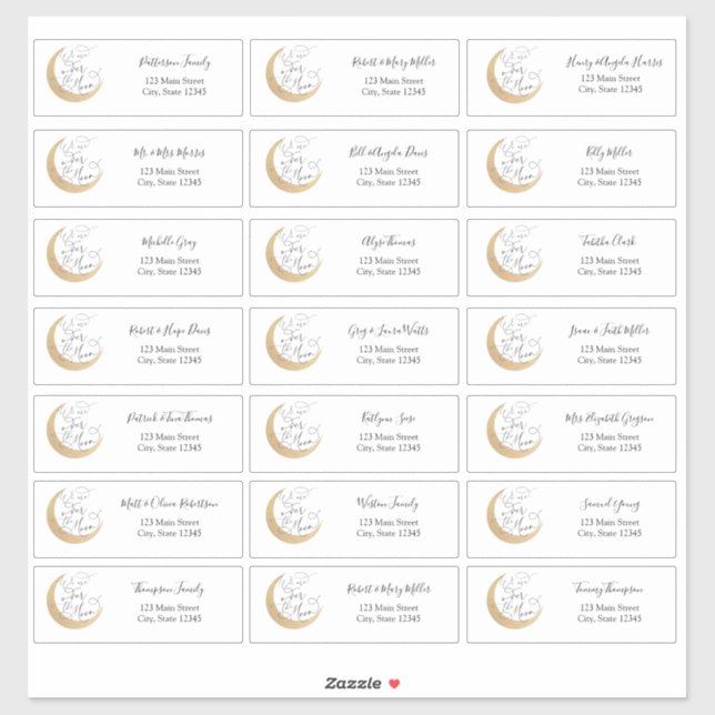 Over the Moon Guest Address Envelope Stickers (Sheet)