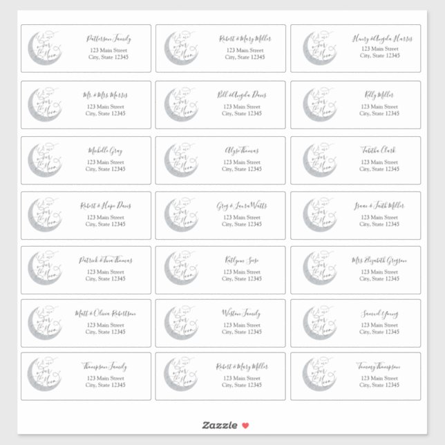 Over the Moon Guest Address Envelope Stickers (Sheet)