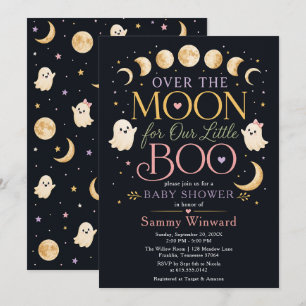 Over the Moon Little Boo Baby Shower Invitation