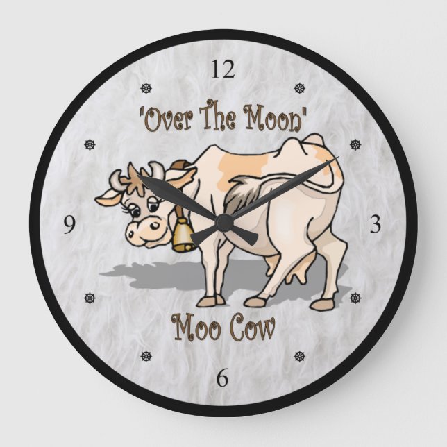 “Over The Moon”~ Moo Cow ~ Round Wall Clock ~ (Front)