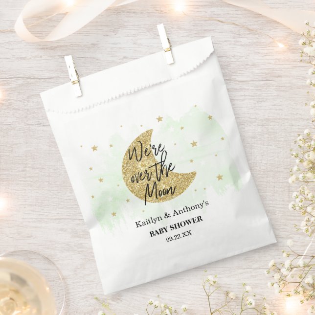 Over The Moon | Neutral Baby Shower Favour Bag (Clipped)
