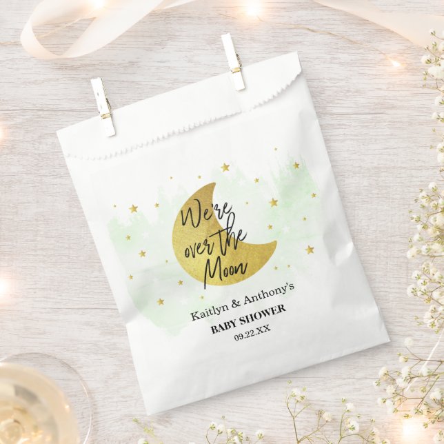 Over The Moon | Neutral Baby Shower Favour Bag (Clipped)
