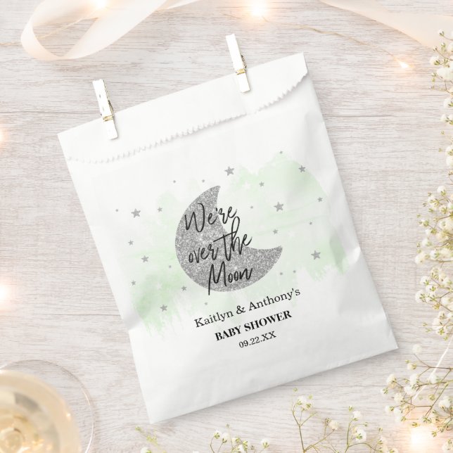 Over The Moon | Neutral Baby Shower Favour Bag (Clipped)