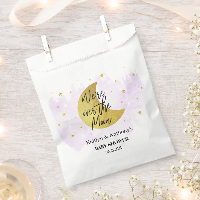 Over The Moon | Neutral Baby Shower Favour Bag (Clipped)