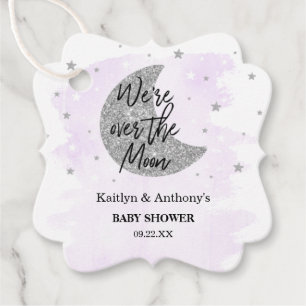 Over The Moon Neutral Baby Shower Favour Tags